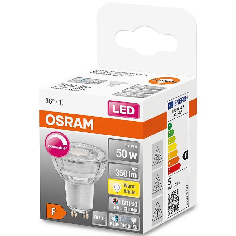 Luminaires Osram Osram Superstar Plus Led Gu10 4,7 Watt 2700 Kelvin 350 Lumen
