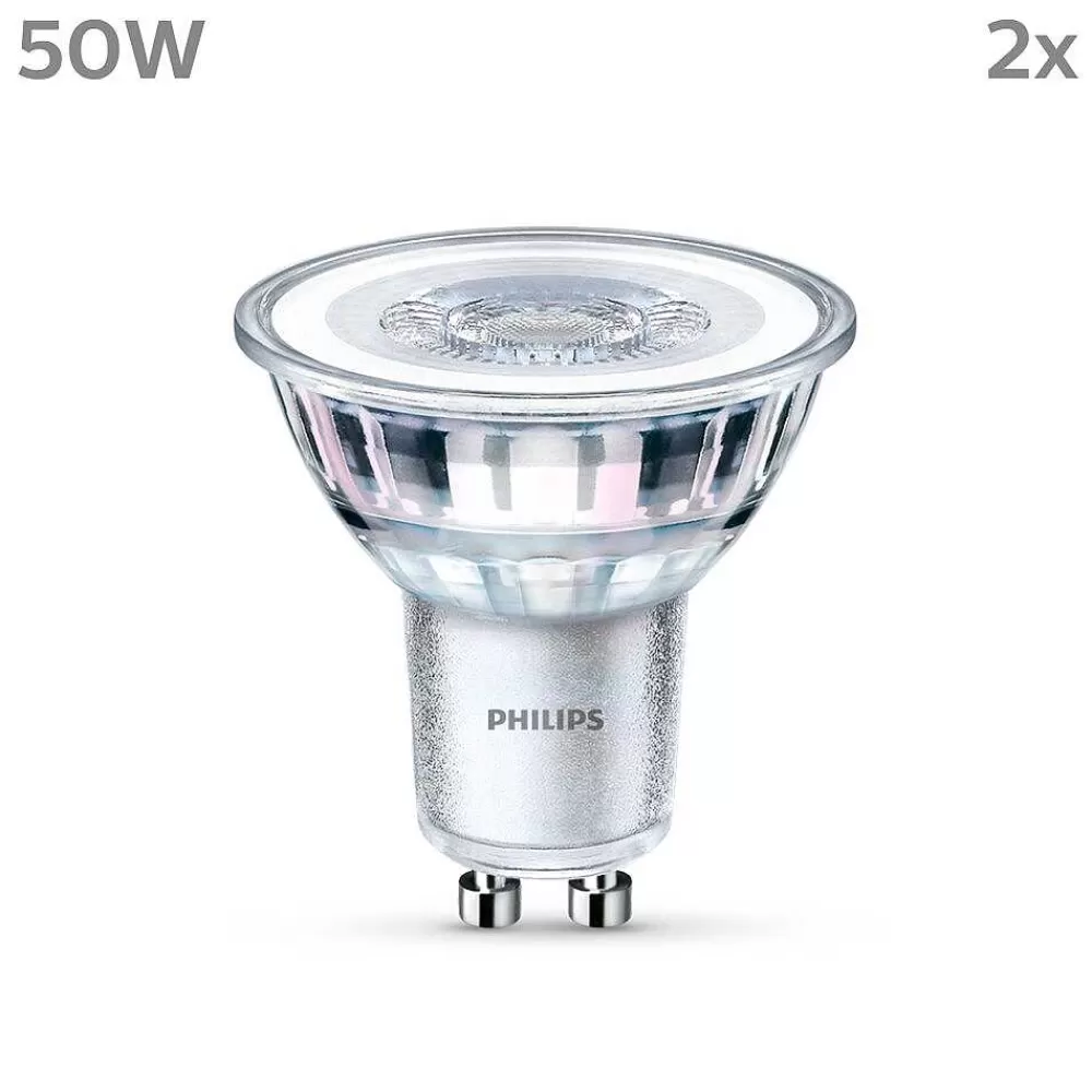 Luminaires Philips Philips Classic Lot De 2 Led Gu10 4,6 Watt 4000 Kelvin 390 Lumen
