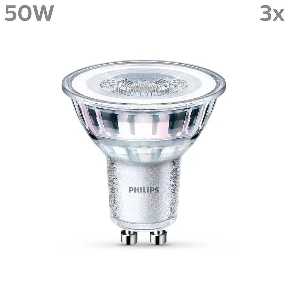 Luminaires Philips Philips Classic Set De 3 Led Gu10 4,6 Watt 2700 Kelvin 355 Lumen