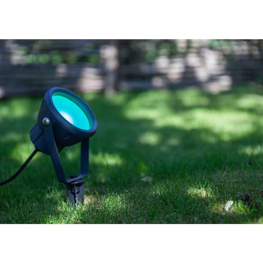 Luminaires Lutec Pique De Terre Lutec Mini Leto Led Anthracite, 1 Lumiere, Changeur De Couleurs