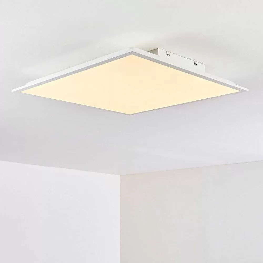 hofstein Plafonnier Antria Led Blanc, 1 Lumiere, Telecommandes, Changeur De Couleurs