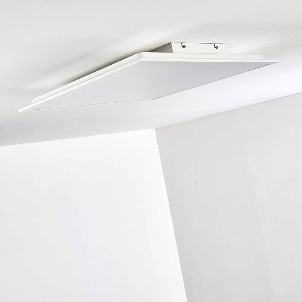 hofstein Plafonnier Antria Led Blanc, 1 Lumiere, Telecommandes, Changeur De Couleurs