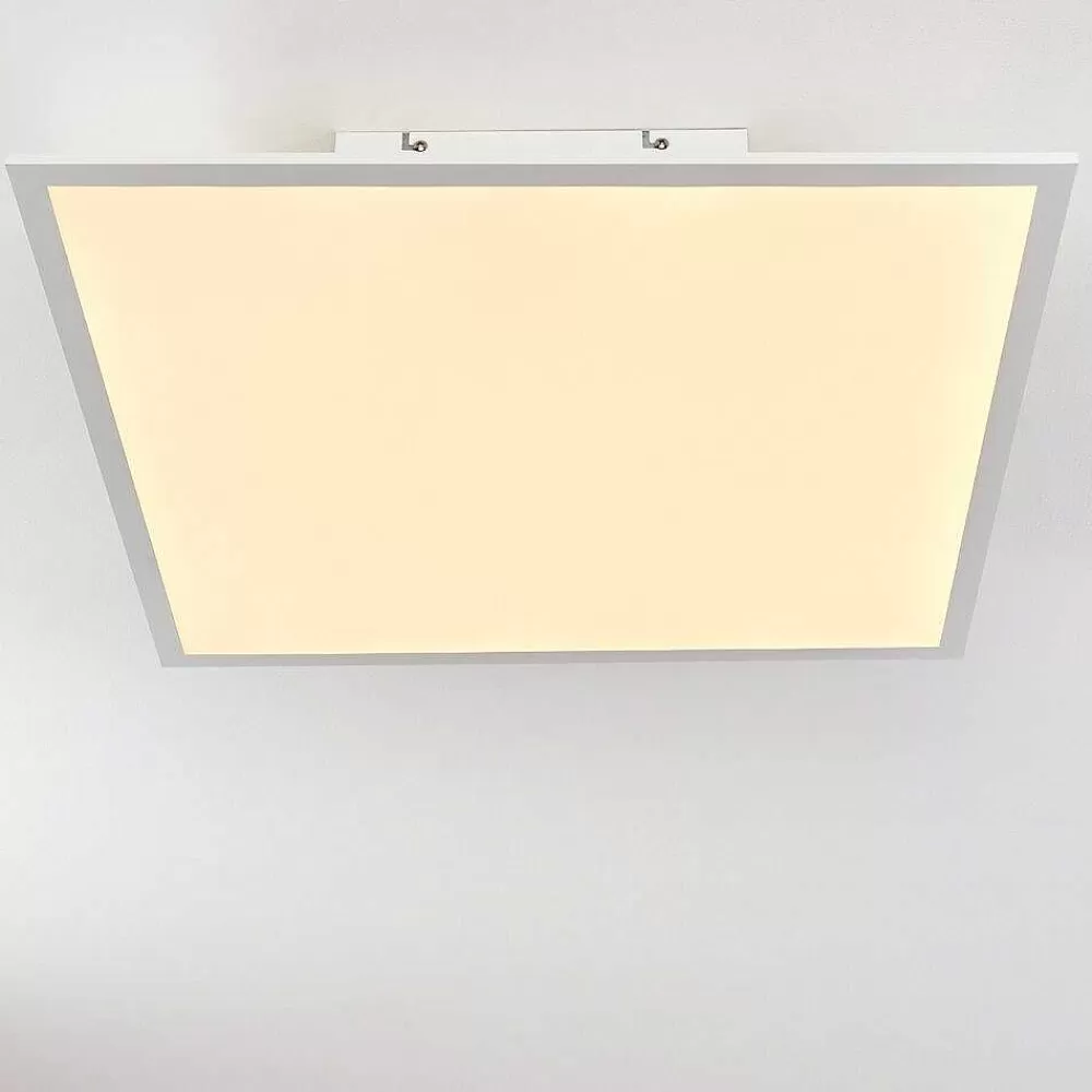 hofstein Plafonnier Antria Led Blanc, 1 Lumiere, Telecommandes, Changeur De Couleurs