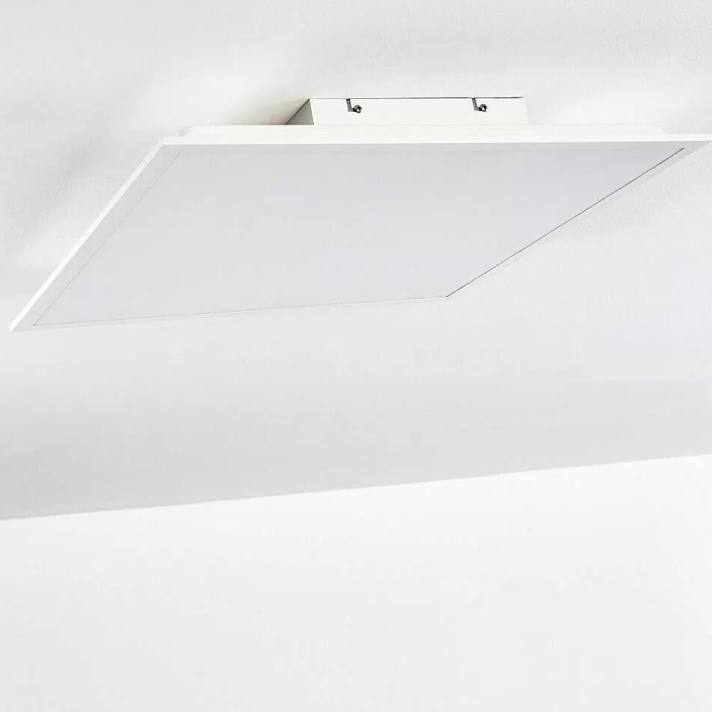 hofstein Plafonnier Antria Led Blanc, 1 Lumiere, Telecommandes, Changeur De Couleurs