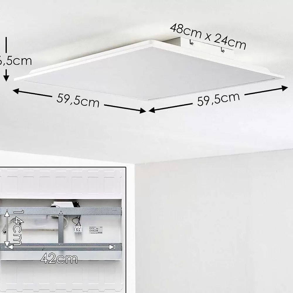 hofstein Plafonnier Antria Led Blanc, 1 Lumiere, Telecommandes, Changeur De Couleurs