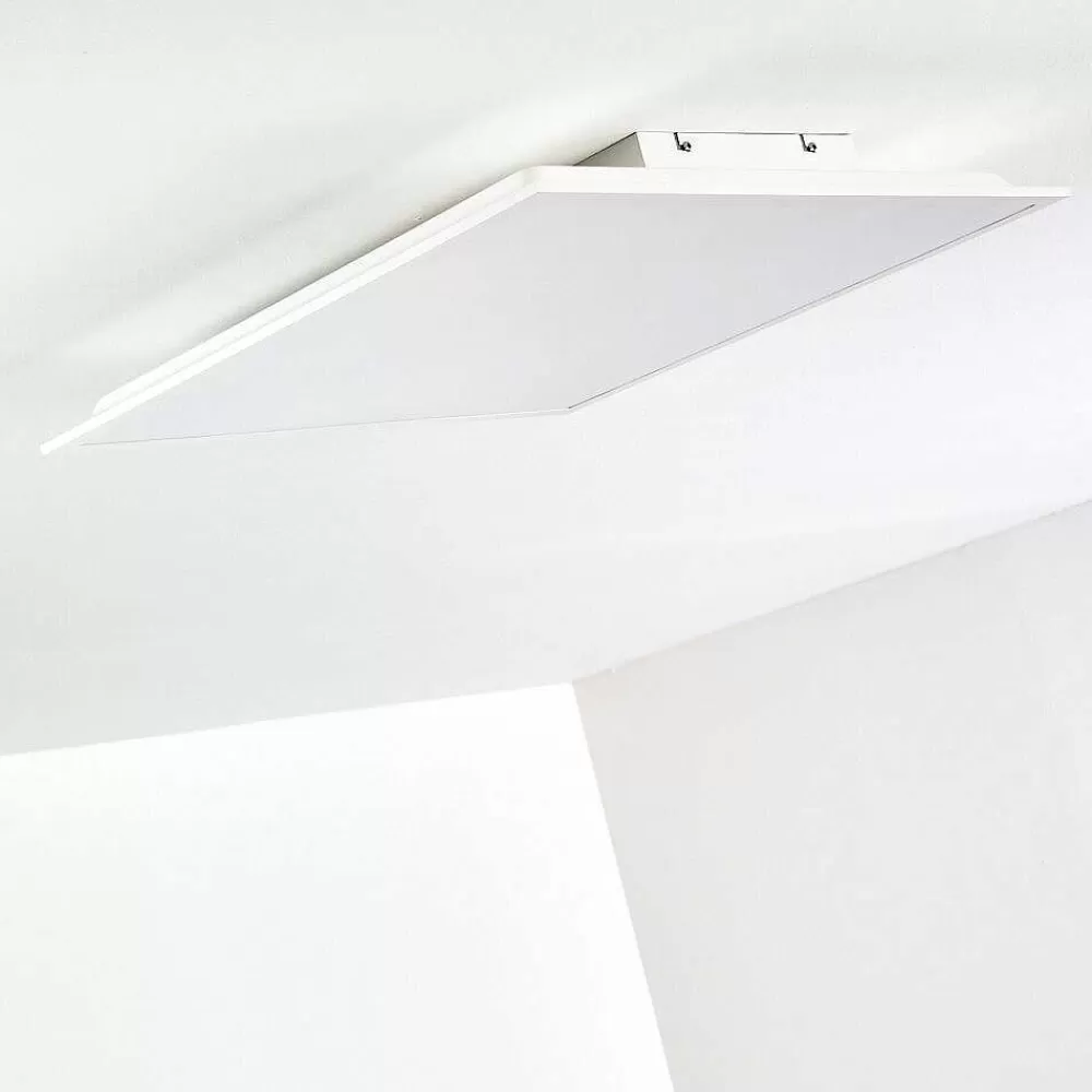hofstein Plafonnier Antria Led Blanc, 1 Lumiere, Telecommandes, Changeur De Couleurs