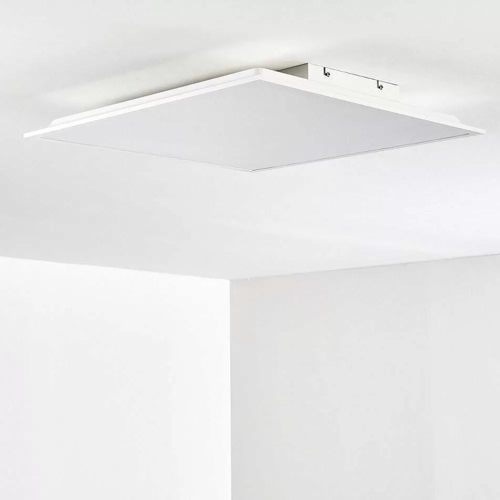 hofstein Plafonnier Antria Led Blanc, 1 Lumiere, Telecommandes, Changeur De Couleurs