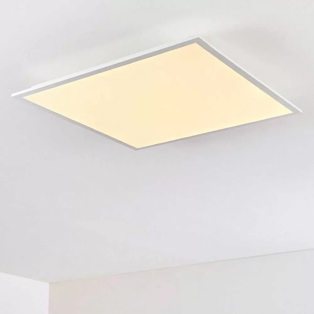 hofstein Plafonnier Antria Led Blanc, 1 Lumiere, Telecommandes, Changeur De Couleurs