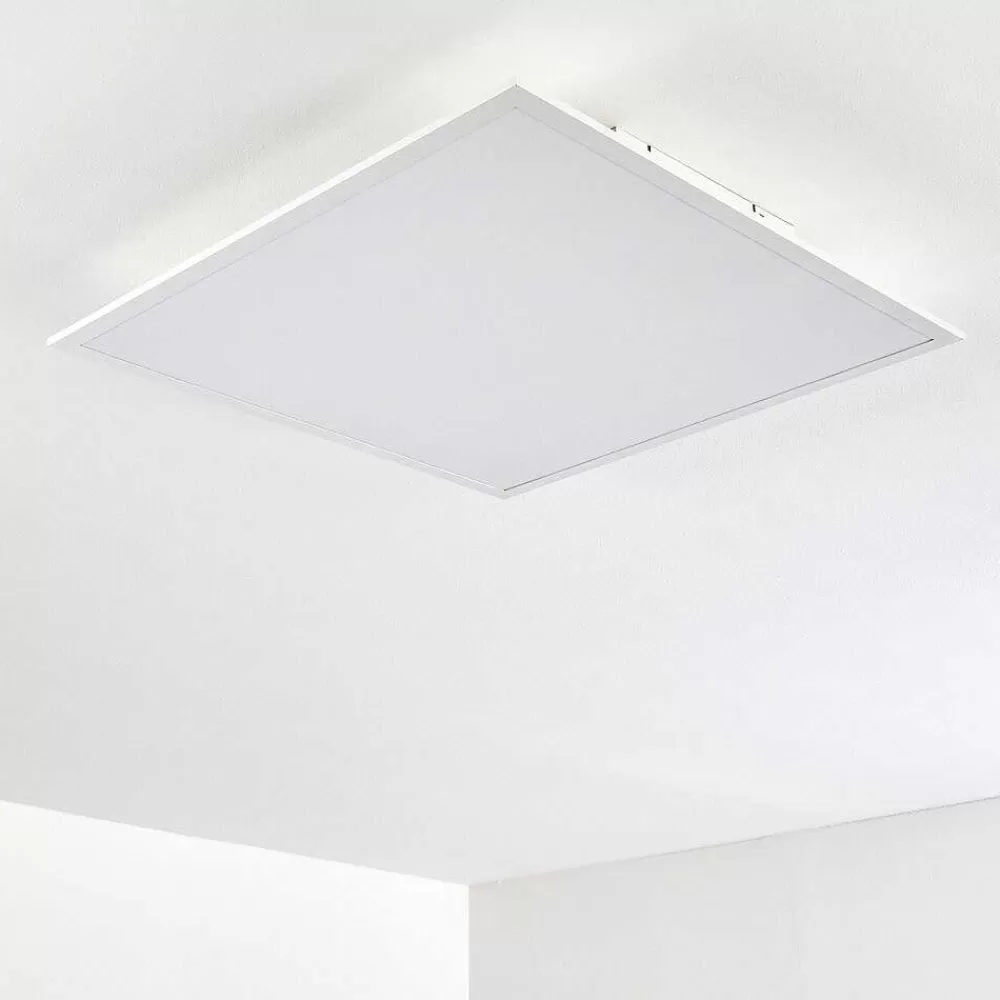 hofstein Plafonnier Antria Led Blanc, 1 Lumiere, Telecommandes, Changeur De Couleurs