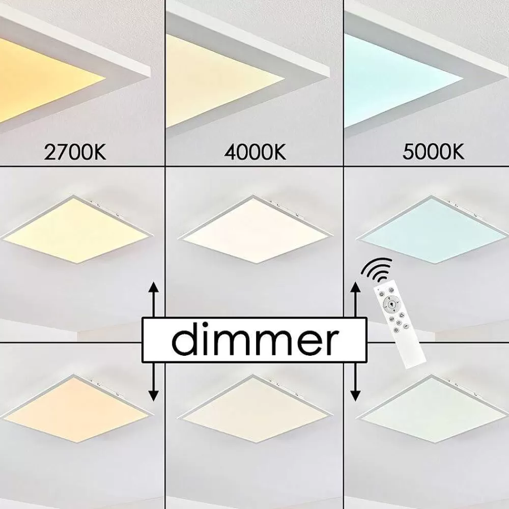 hofstein Plafonnier Antria Led Blanc, 1 Lumiere, Telecommandes, Changeur De Couleurs