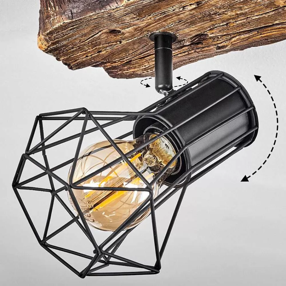 hofstein Plafonnier Bardhaman Brun, Couleur Bois, Noir, 4 Lumieres