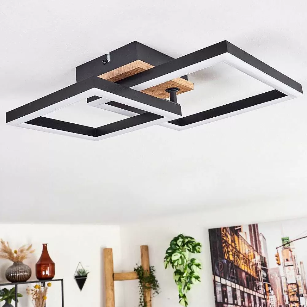 hofstein Plafonnier Bealo Led Brun, Couleur Bois, 1 Lumiere