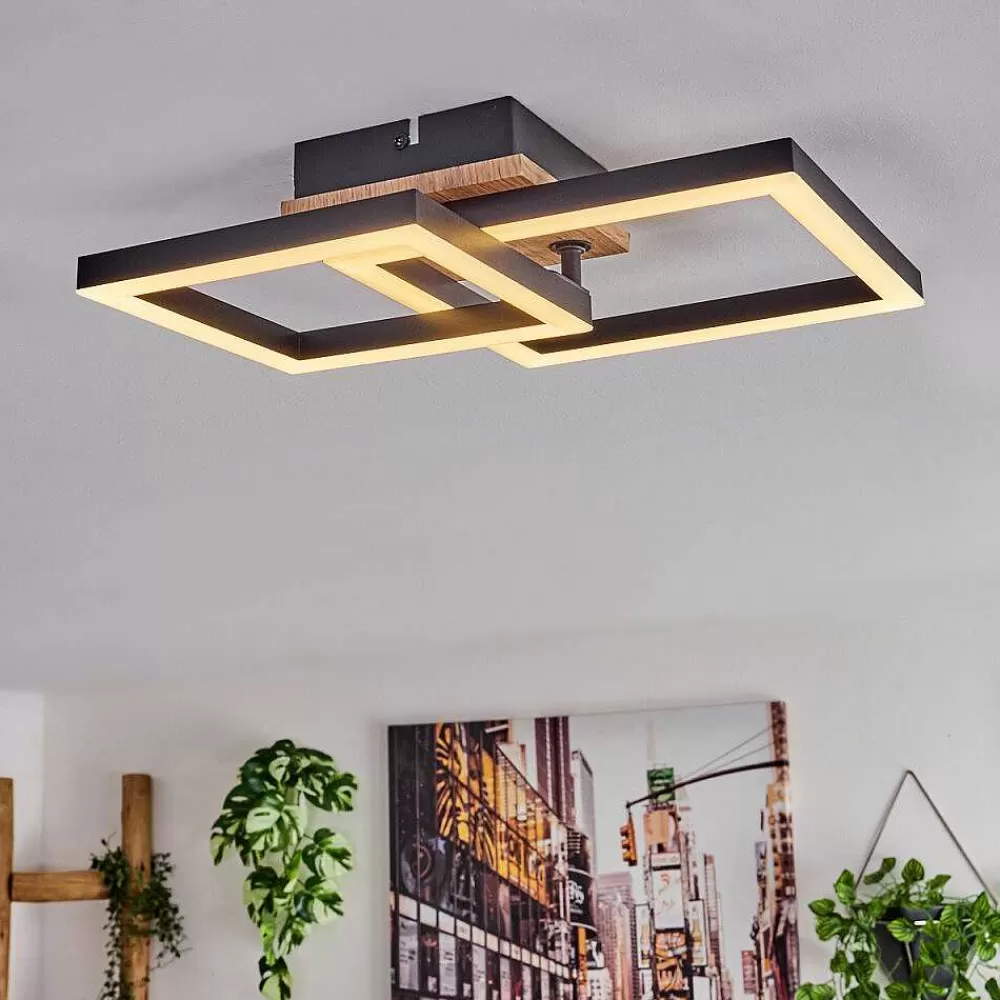 hofstein Plafonnier Bealo Led Brun, Couleur Bois, 1 Lumiere
