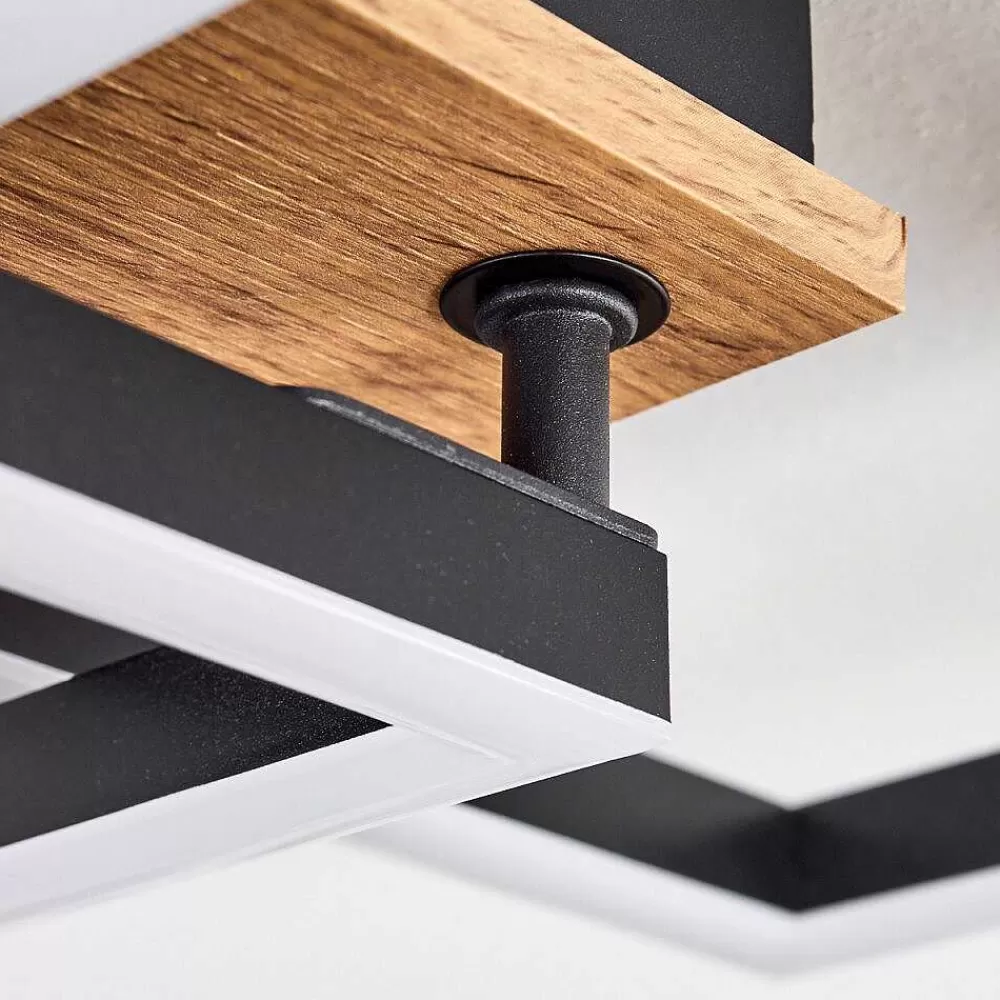 hofstein Plafonnier Bealo Led Brun, Couleur Bois, 1 Lumiere