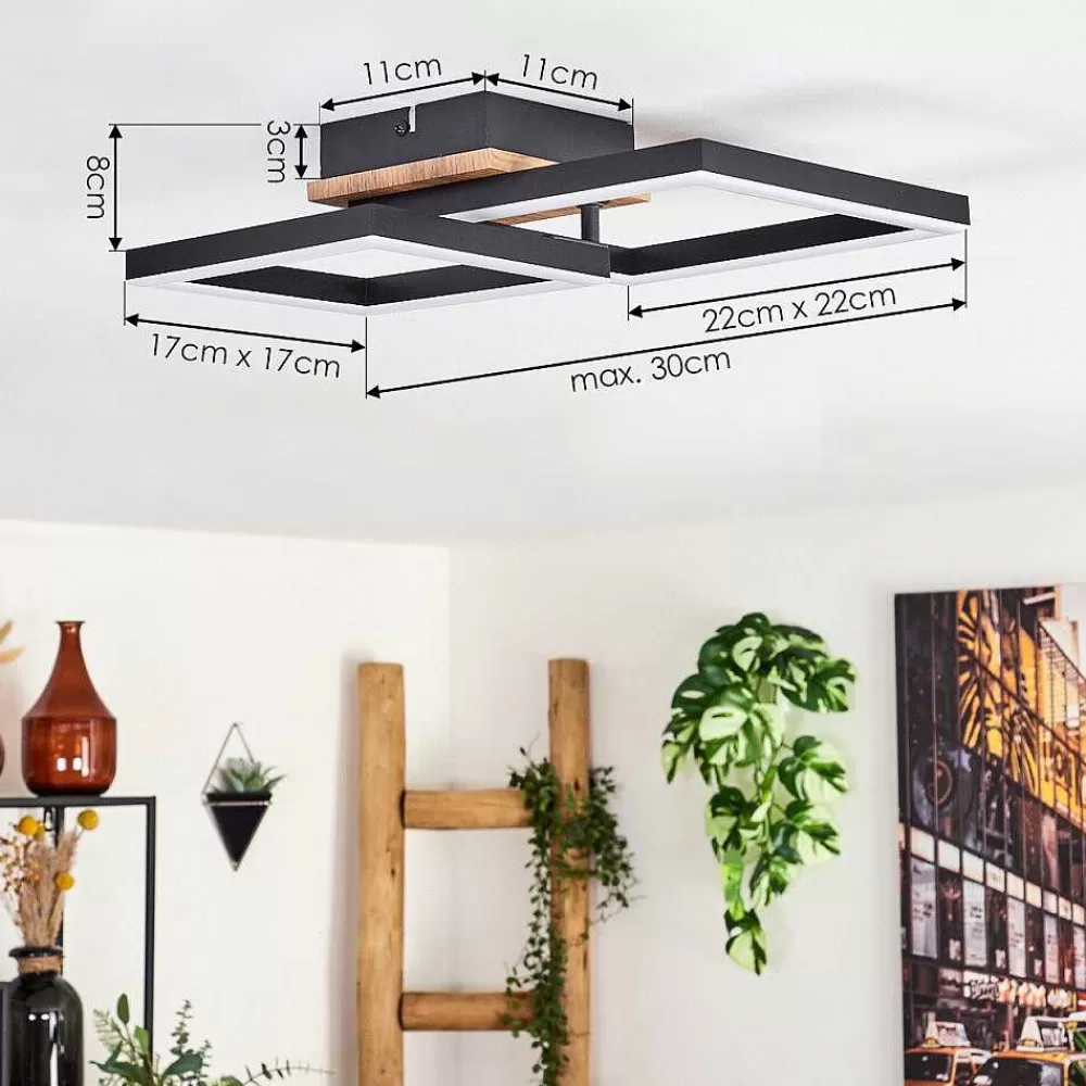 hofstein Plafonnier Bealo Led Brun, Couleur Bois, 1 Lumiere