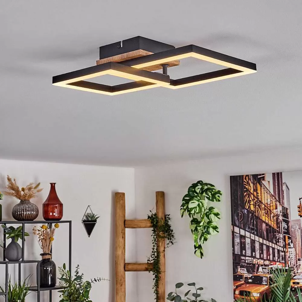 hofstein Plafonnier Bealo Led Brun, Couleur Bois, 1 Lumiere