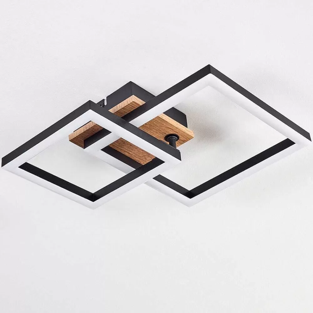 hofstein Plafonnier Bealo Led Brun, Couleur Bois, 1 Lumiere