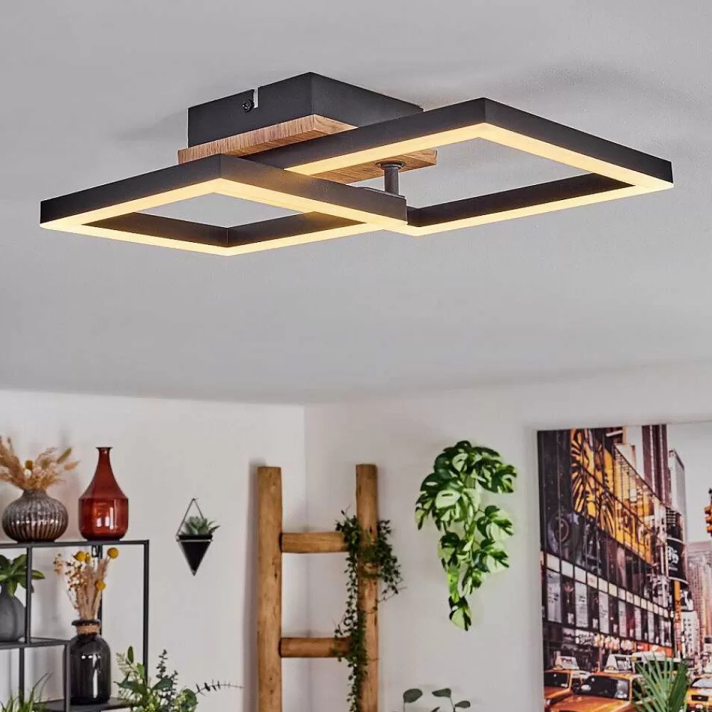hofstein Plafonnier Bealo Led Brun, Couleur Bois, 1 Lumiere