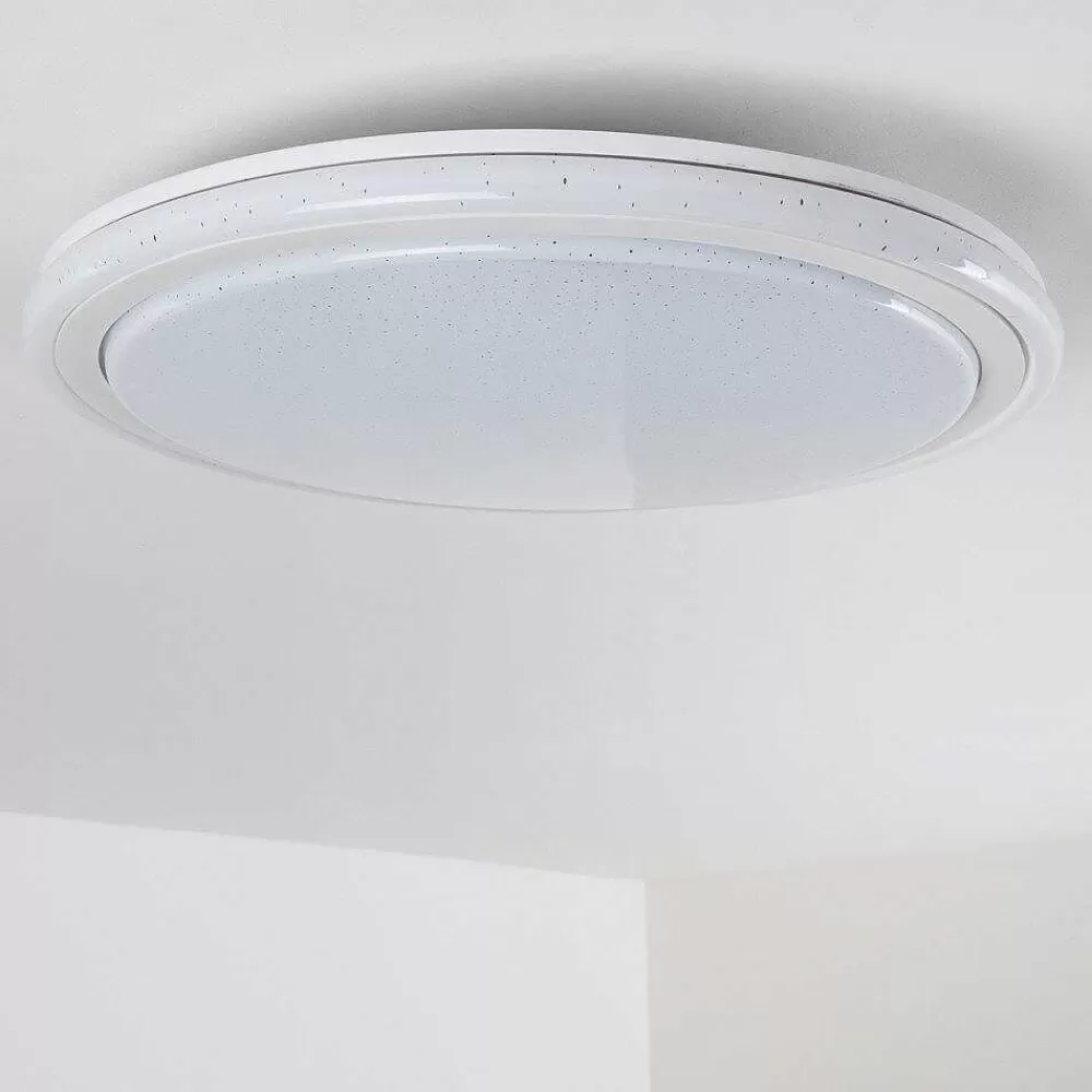 hofstein Plafonnier Bermeo Led Blanc, 2 Lumieres, Telecommandes, Changeur De Couleurs
