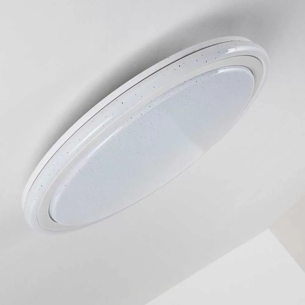 hofstein Plafonnier Bermeo Led Blanc, 2 Lumieres, Telecommandes, Changeur De Couleurs