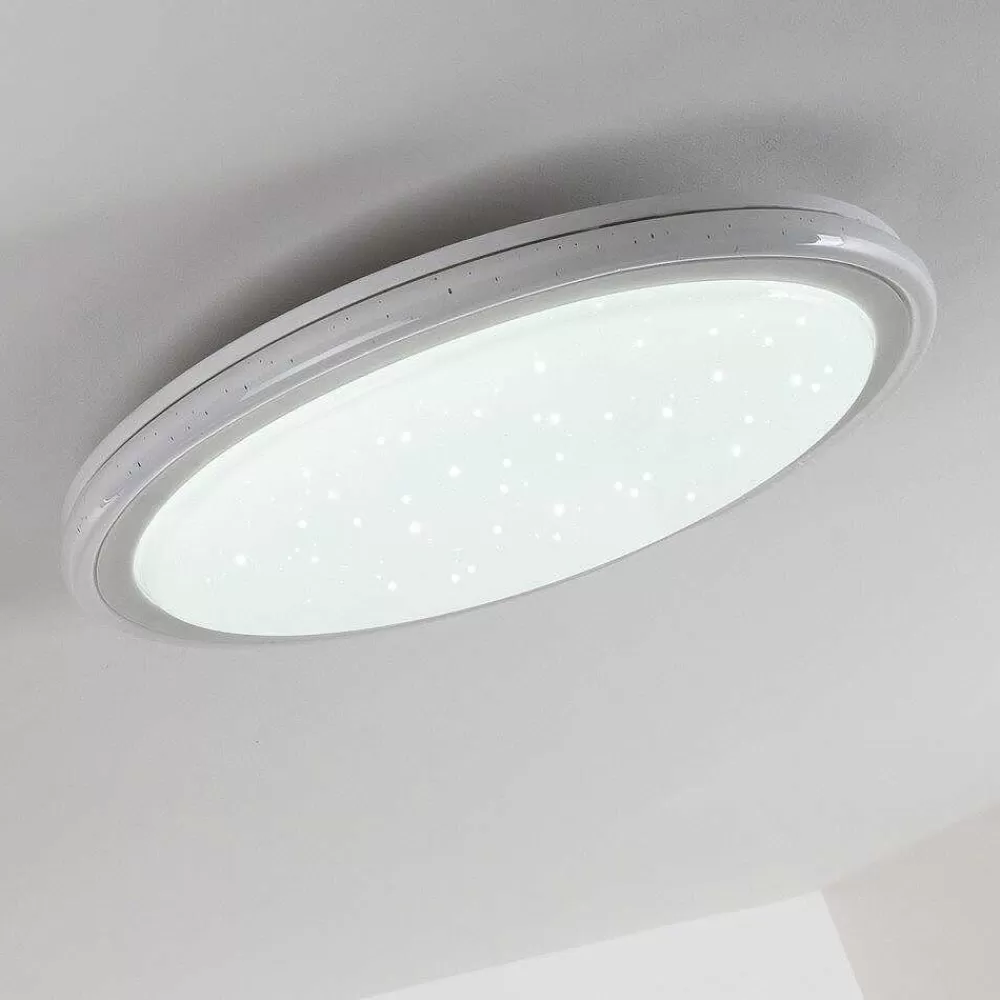 hofstein Plafonnier Bermeo Led Blanc, 2 Lumieres, Telecommandes, Changeur De Couleurs