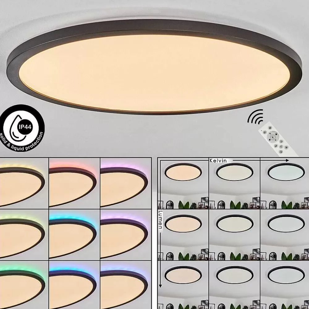 hofstein Plafonnier Boyero Led Noir, 2 Lumieres, Telecommandes, Changeur De Couleurs