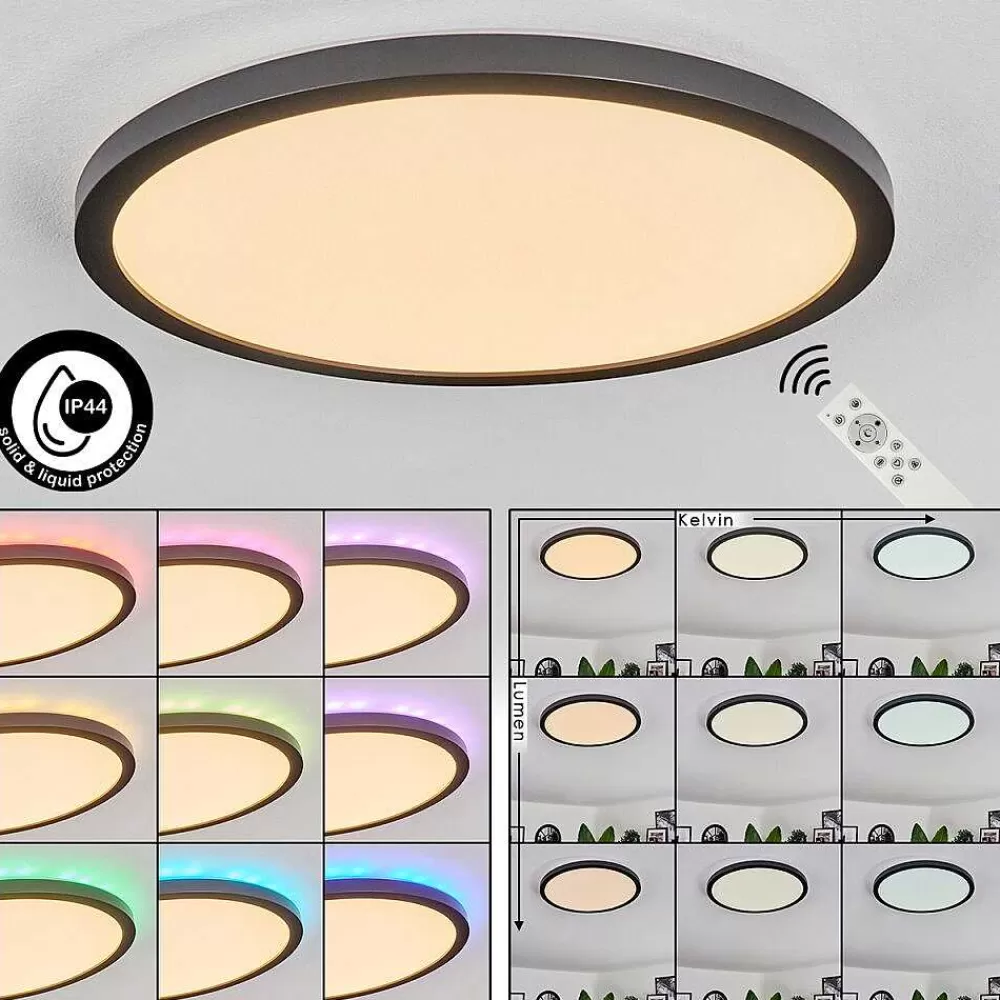 hofstein Plafonnier Boyero Led Noir, 2 Lumieres, Telecommandes, Changeur De Couleurs