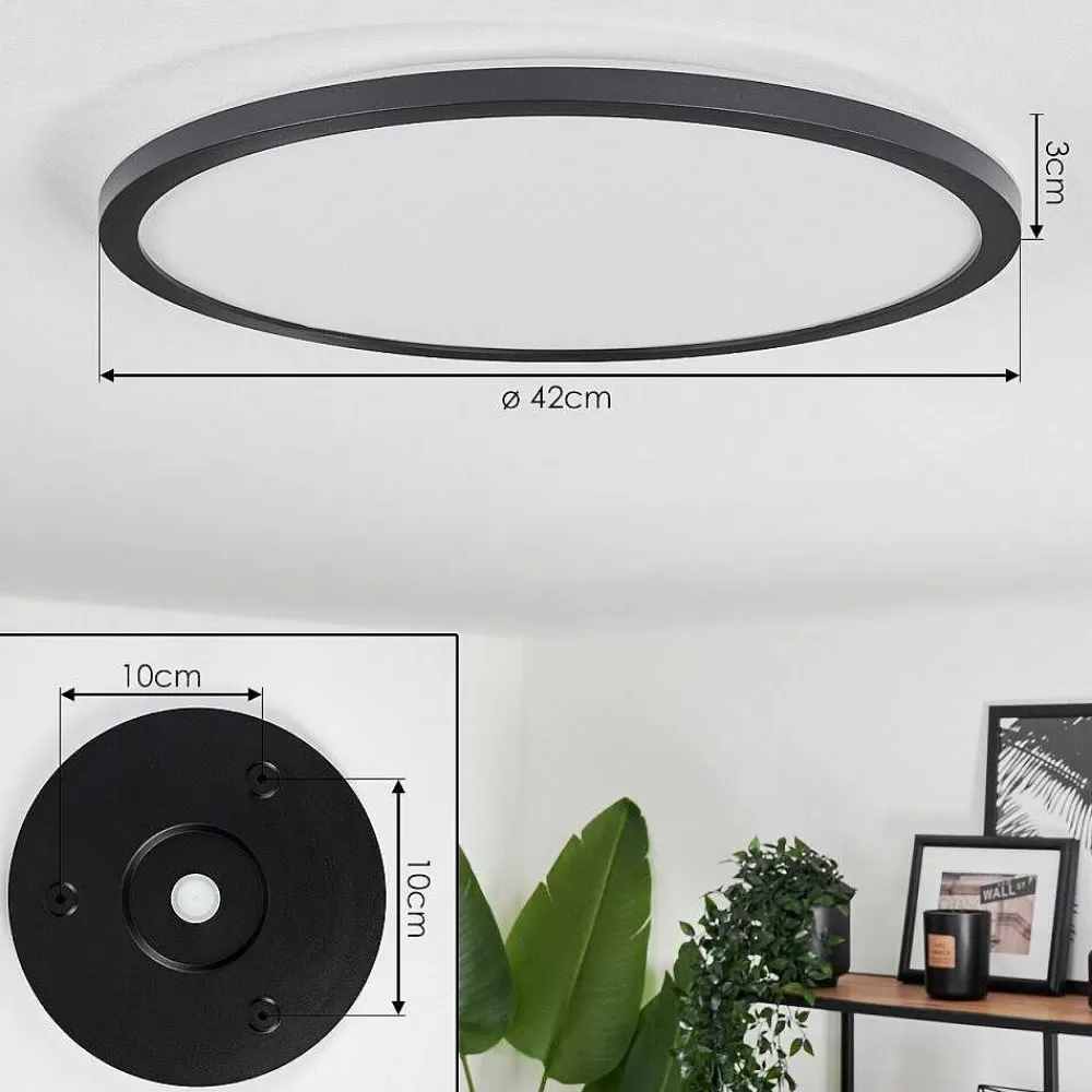 hofstein Plafonnier Boyero Led Noir, 2 Lumieres, Telecommandes, Changeur De Couleurs