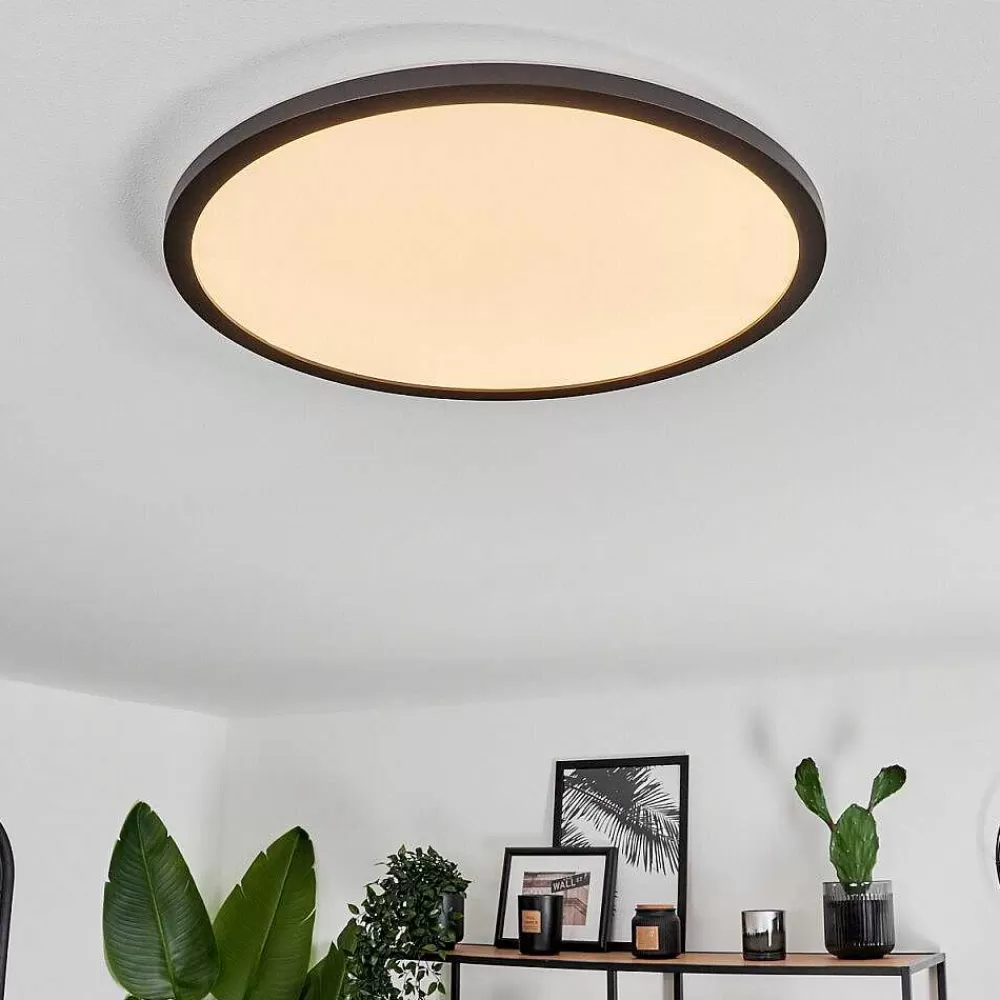 hofstein Plafonnier Boyero Led Noir, 2 Lumieres, Telecommandes, Changeur De Couleurs