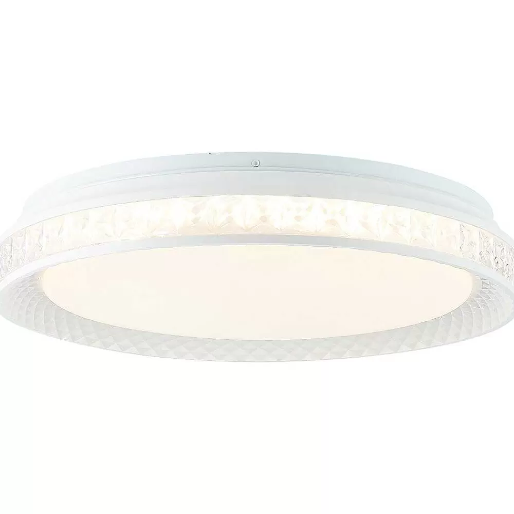 Luminaires Brilliant Plafonnier Brilliant Burlie Led Blanc, 1 Lumiere, Telecommandes, Changeur De Couleurs