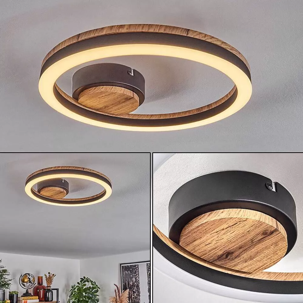 hofstein Plafonnier Cascada Led Brun, Couleur Bois, Noir, 1 Lumiere