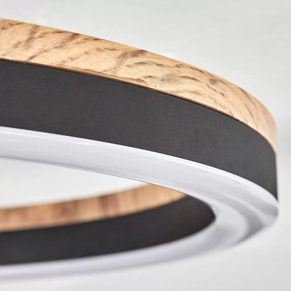 hofstein Plafonnier Cascada Led Brun, Couleur Bois, Noir, 1 Lumiere