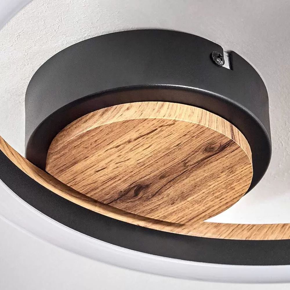 hofstein Plafonnier Cascada Led Brun, Couleur Bois, Noir, 1 Lumiere