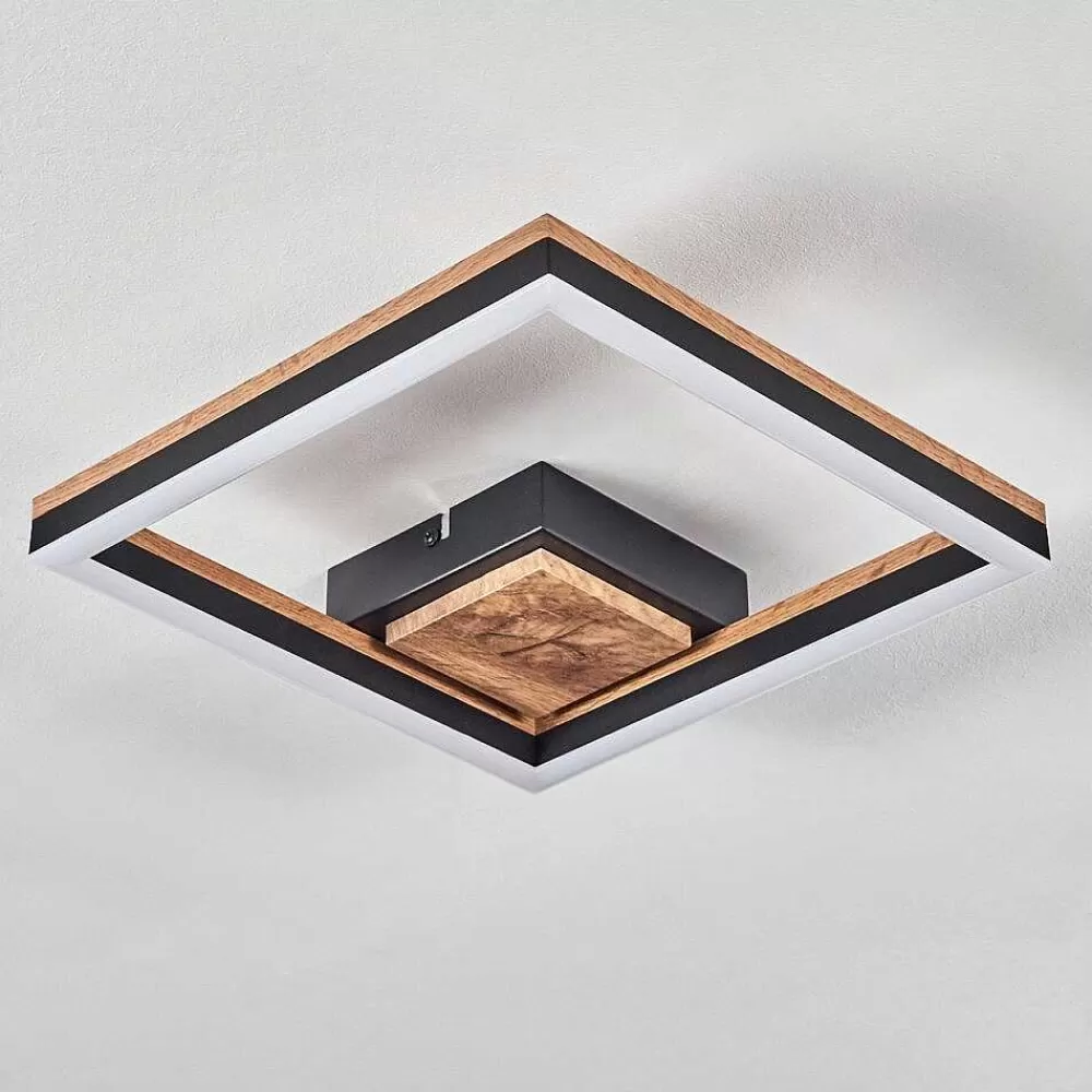 hofstein Plafonnier Cascada Led Brun, Couleur Bois, Noir, 1 Lumiere