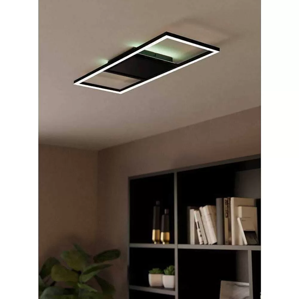 Luminaires Eglo Plafonnier Eglo Calagrano-Z Led Noir, 1 Lumiere, Changeur De Couleurs