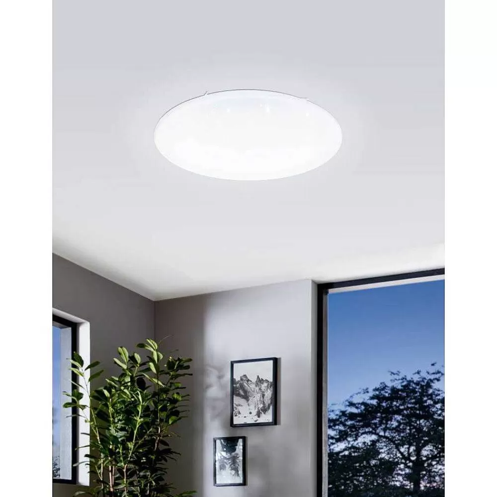 Luminaires Eglo Plafonnier Eglo Franiacw Led Blanc, 1 Lumiere, Telecommandes, Changeur De Couleurs