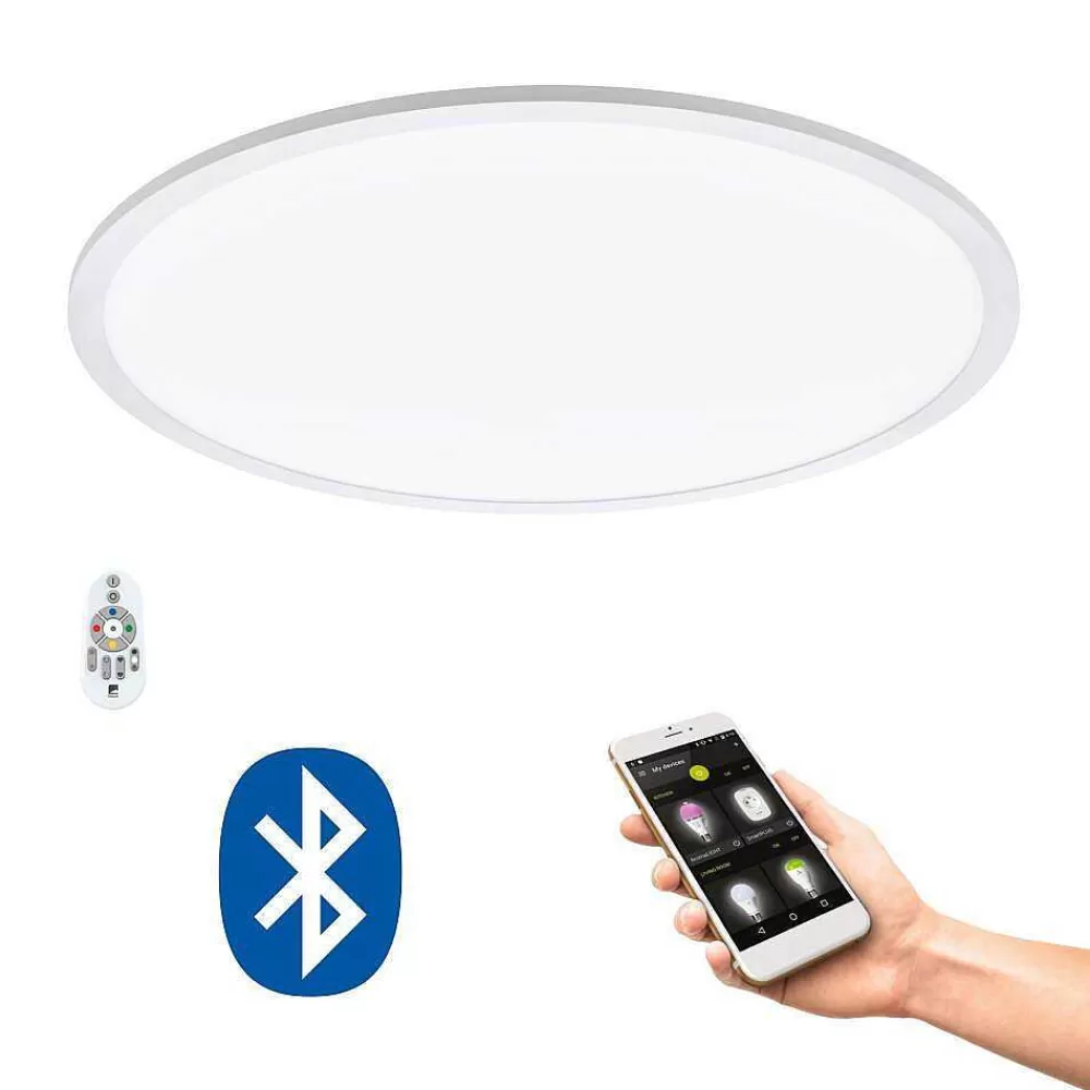 Luminaires Eglo Plafonnier Eglo Sarsina-C Led Blanc, 1 Lumiere, Telecommandes, Changeur De Couleurs