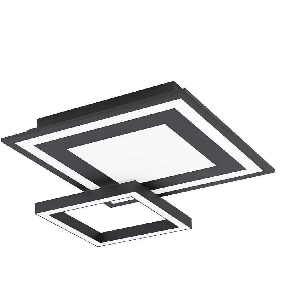 Luminaires Eglo Plafonnier Eglo Savatarila-Z Led Noir, 8 Lumieres, Changeur De Couleurs