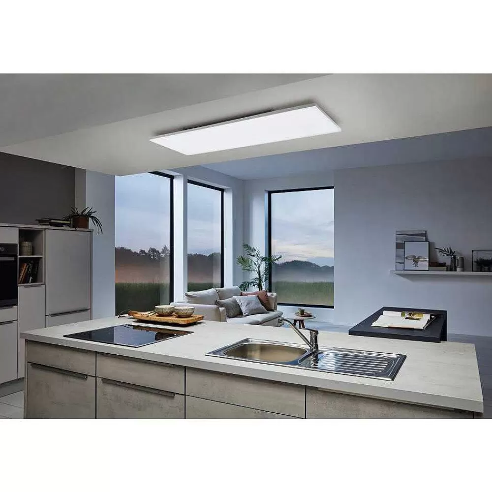 Luminaires Eglo Plafonnier Eglo Turcona-Z Led Blanc, 3 Lumieres, Changeur De Couleurs