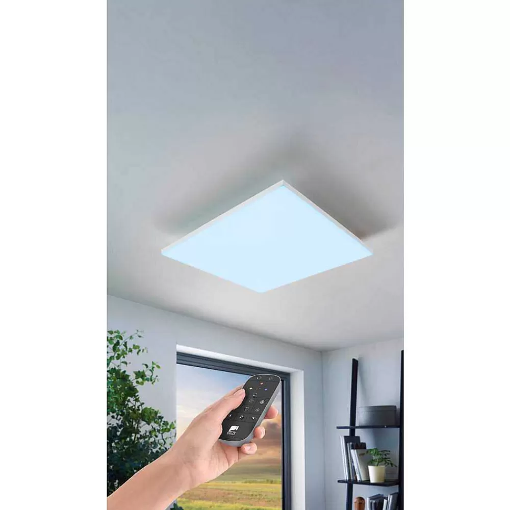 Luminaires Eglo Plafonnier Eglo Turcona-Z Led Blanc, 6 Lumieres, Changeur De Couleurs