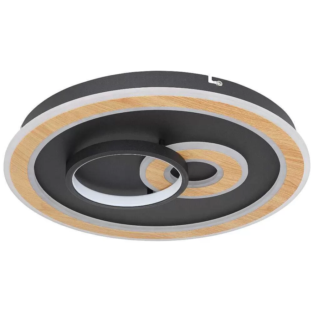 Luminaires Globo Lighting Plafonnier Globo Chessy Led Couleur Bois, Noir, Blanc, 1 Lumiere, Telecommandes