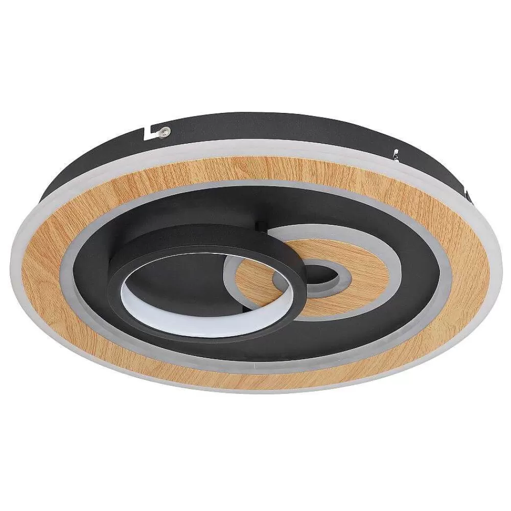 Luminaires Globo Lighting Plafonnier Globo Chessy Led Couleur Bois, Noir, Blanc, 1 Lumiere, Telecommandes