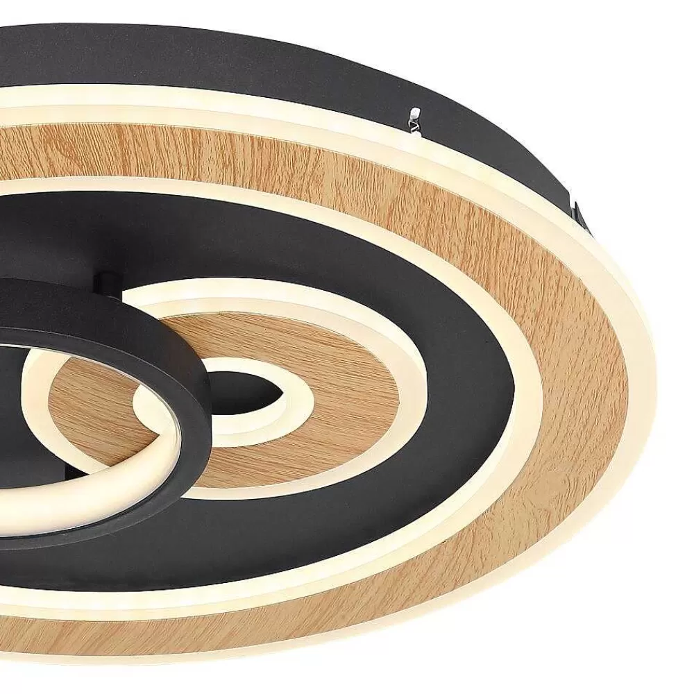 Luminaires Globo Lighting Plafonnier Globo Chessy Led Couleur Bois, Noir, Blanc, 1 Lumiere, Telecommandes