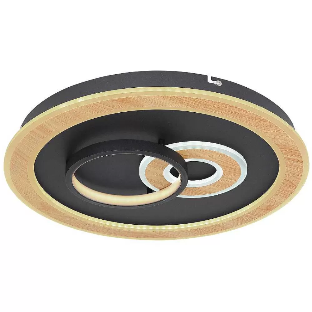 Luminaires Globo Lighting Plafonnier Globo Chessy Led Couleur Bois, Noir, Blanc, 1 Lumiere, Telecommandes