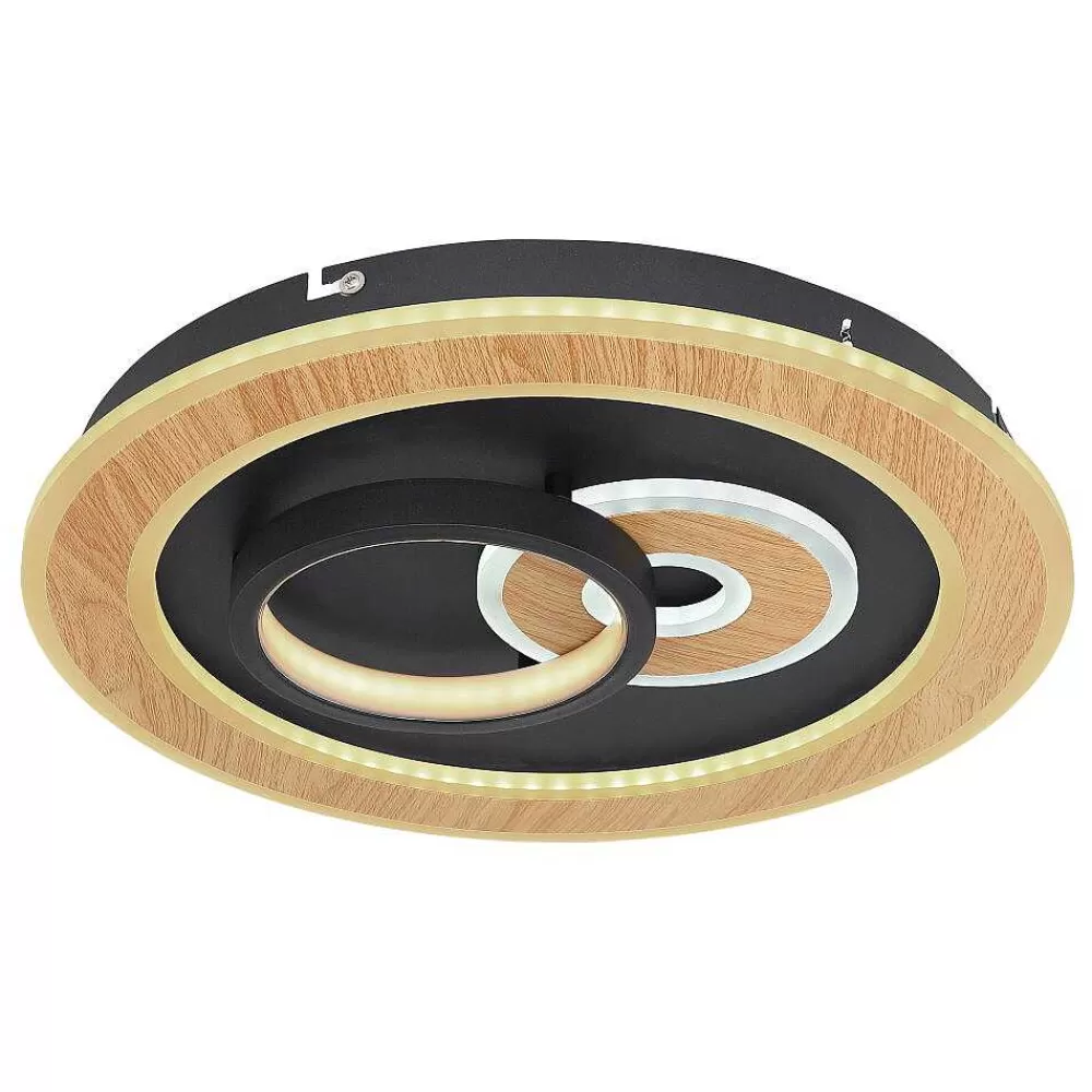 Luminaires Globo Lighting Plafonnier Globo Chessy Led Couleur Bois, Noir, Blanc, 1 Lumiere, Telecommandes