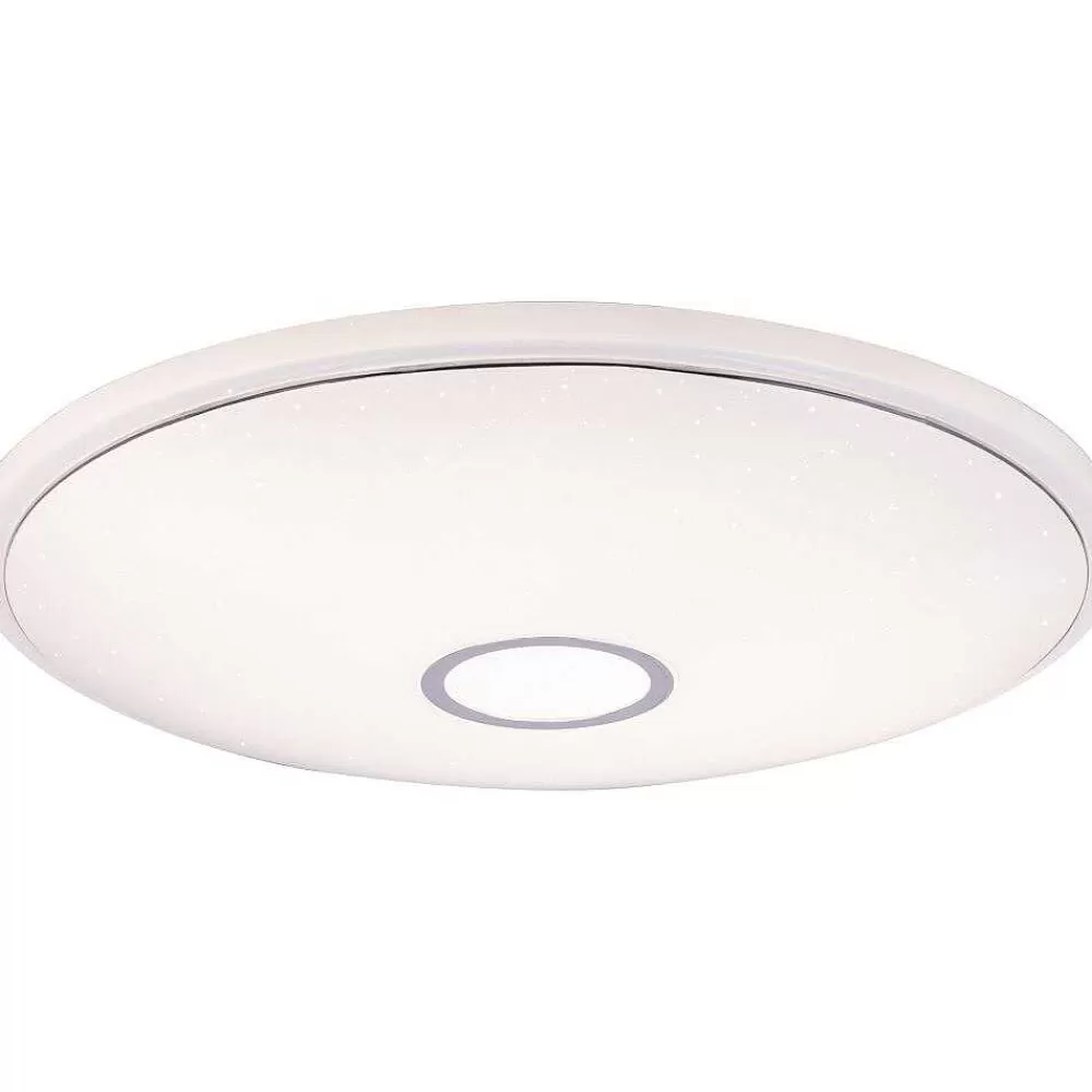 Luminaires Globo Lighting Plafonnier Globo Connor Led Blanc, 1 Lumiere, Telecommandes, Changeur De Couleurs