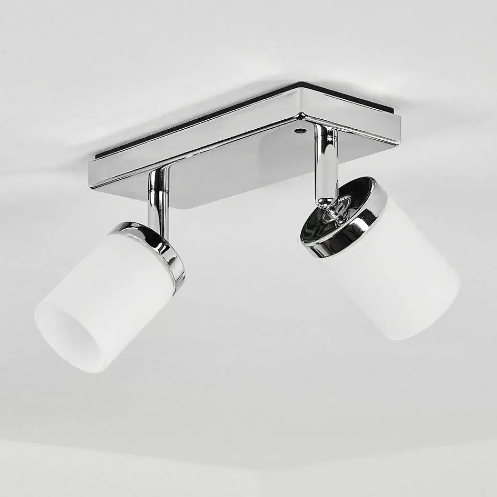 Idual Plafonnier Citrine Led Chrome, 2 Lumieres, Telecommandes, Changeur De Couleurs
