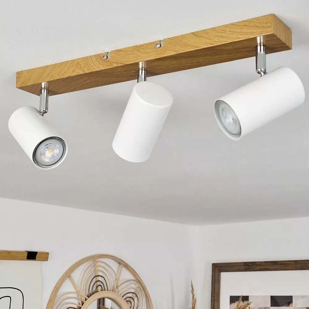 hofstein Plafonnier Javel Brun, Chrome, Couleur Bois, 3 Lumieres