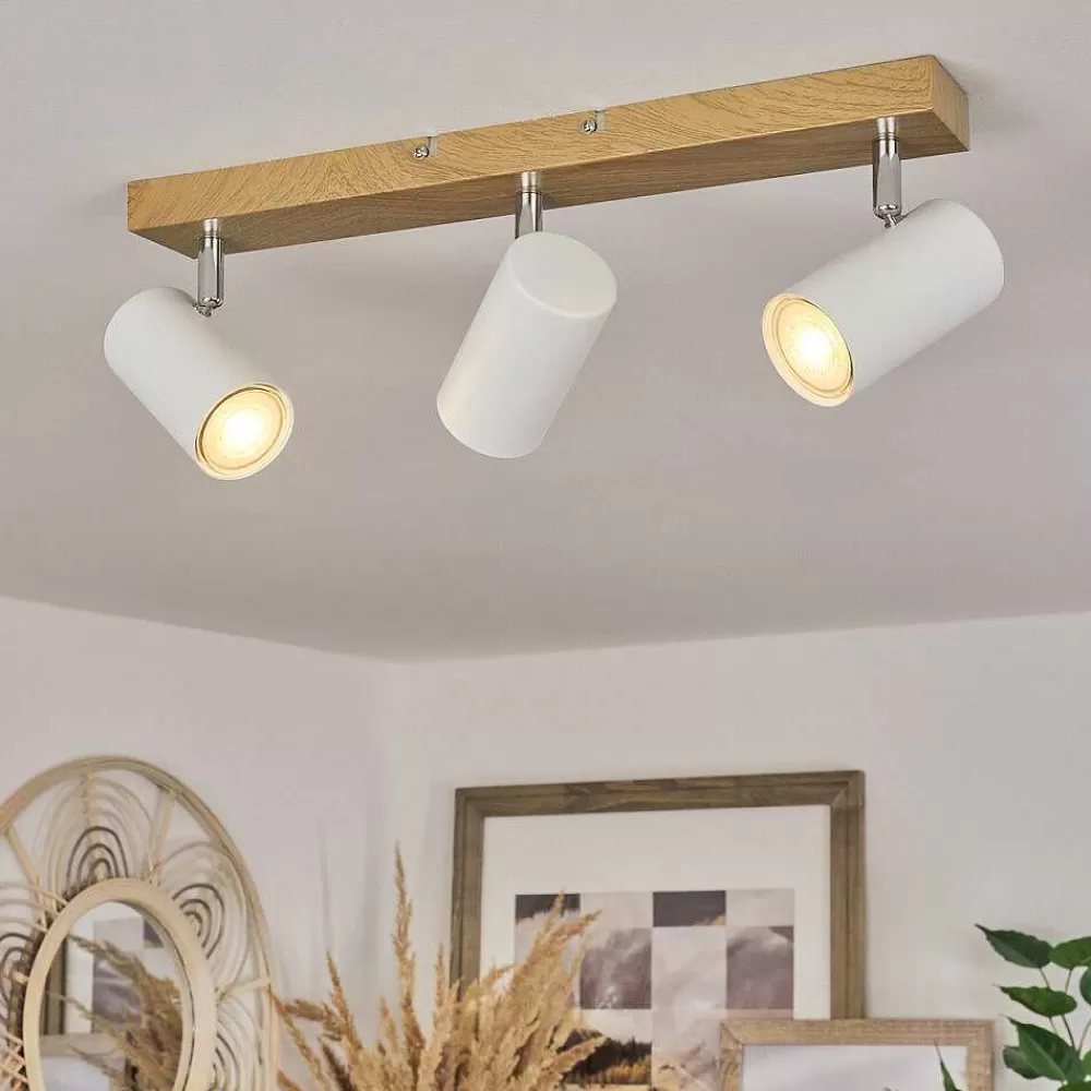 hofstein Plafonnier Javel Brun, Chrome, Couleur Bois, 3 Lumieres