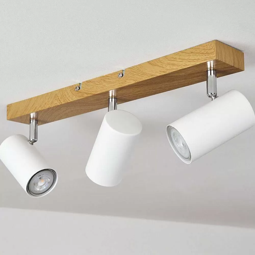 hofstein Plafonnier Javel Brun, Chrome, Couleur Bois, 3 Lumieres